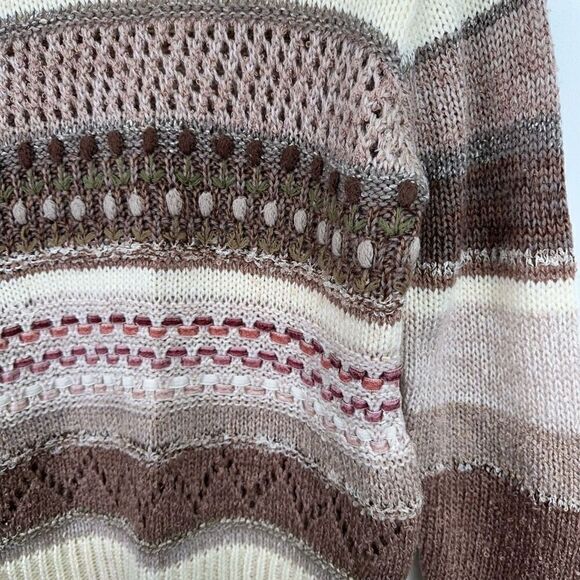 2OANS Knits by Mariea Kim Women’s Neutral Crochet Peter Pan Collar Sweater - Picture 9 of 12